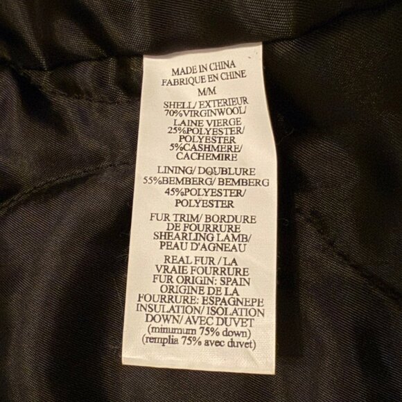 Theory Cashmere Wool Blend Large Black Hood Fur Zip Front Coat Jacket EUC - Picture 13 of 14